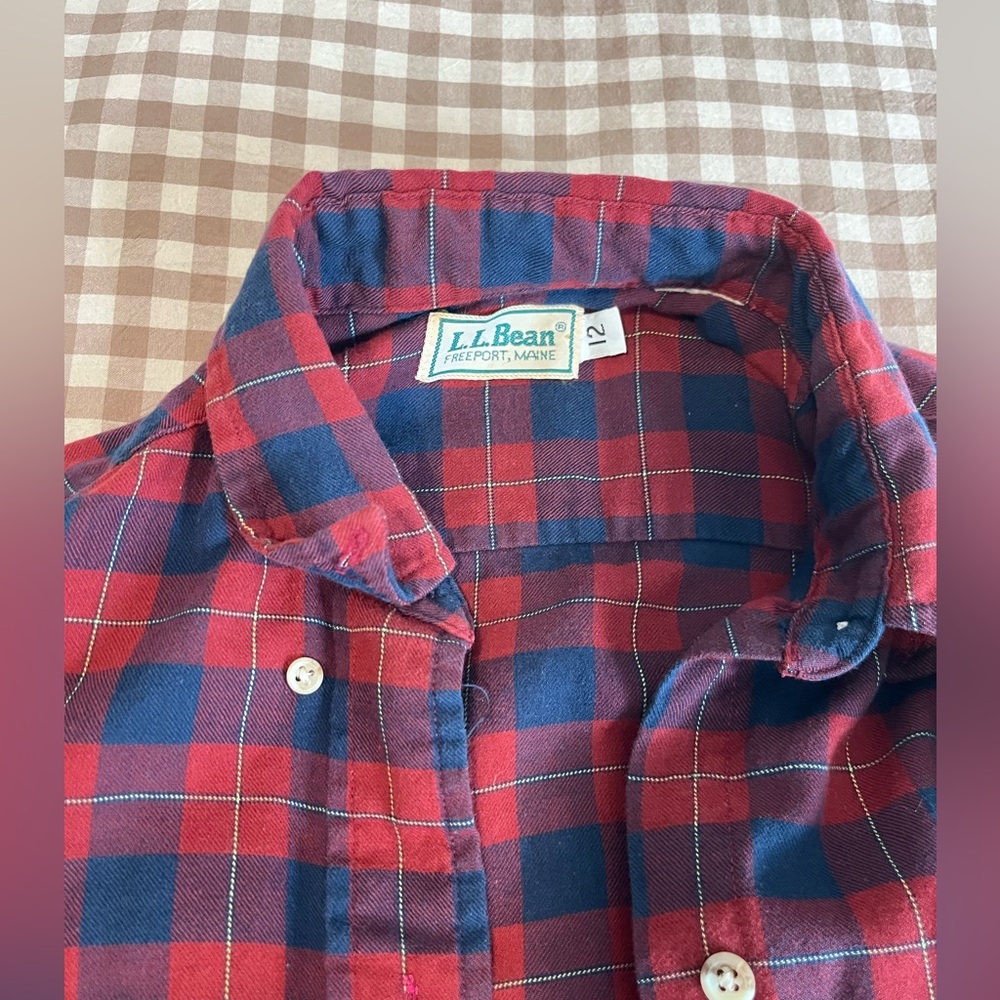 LL Bean Vintage plaid button up Long Sleeve Maxi Sz 12 fits like a S